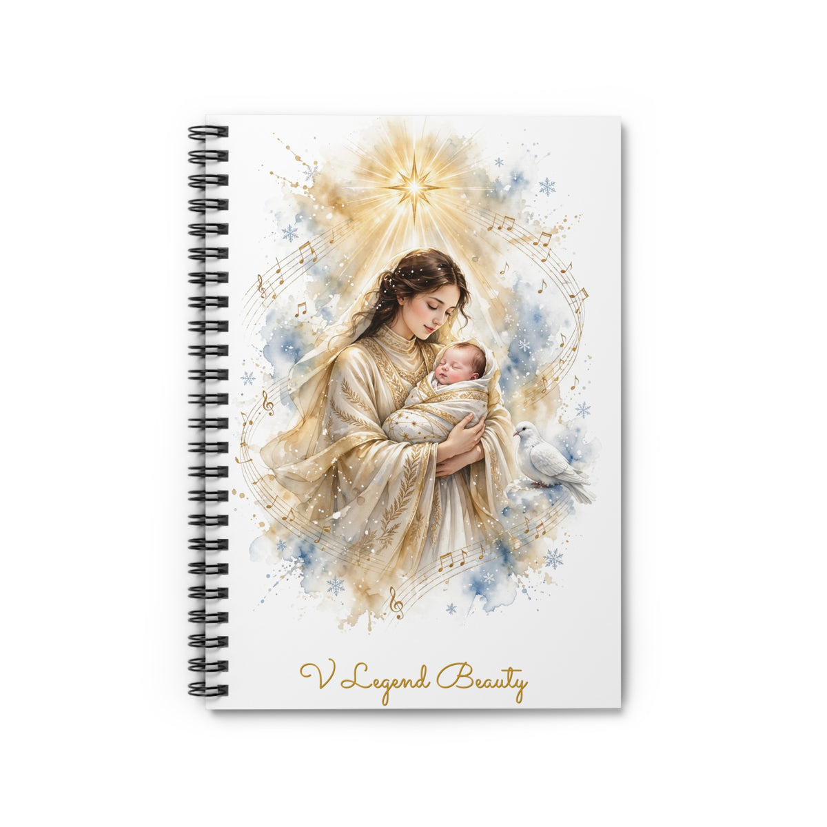 Christmas Carol Spiral Notebook | Silent Night Christian Journal | V Legend Beauty