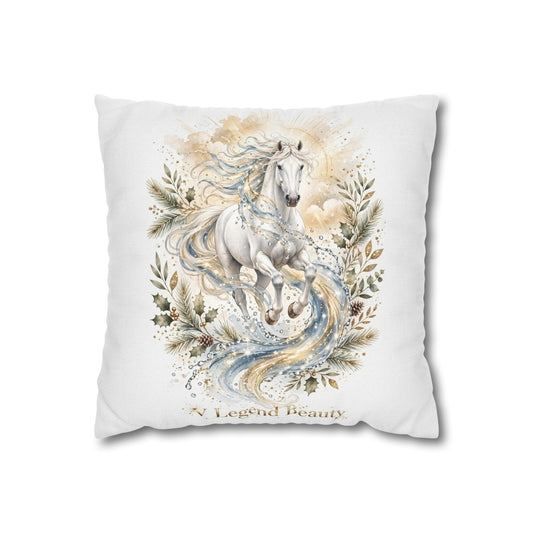 V Legend Beauty White Christian Faith Throw Pillow – White Horse Water Home Decor – Small 14"