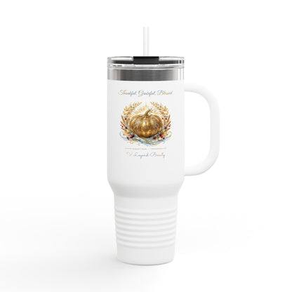 Thanksgiving 40oz Tumbler | Thankful, Grateful, Blessed Christian Travel Tumbler | V Legend Beauty