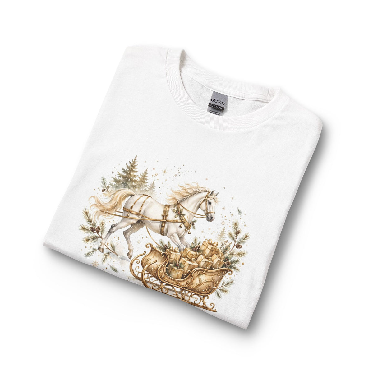 V Legend Beauty | Golden Sleigh White Horse Christmas Long Sleeve