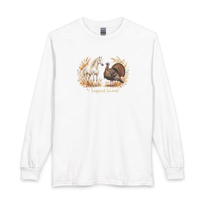 V Legend Beauty Thanksgiving White Horse Turkey Long Sleeve