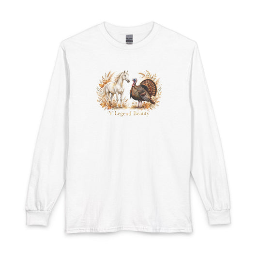 V Legend Beauty Thanksgiving White Horse Turkey Long Sleeve