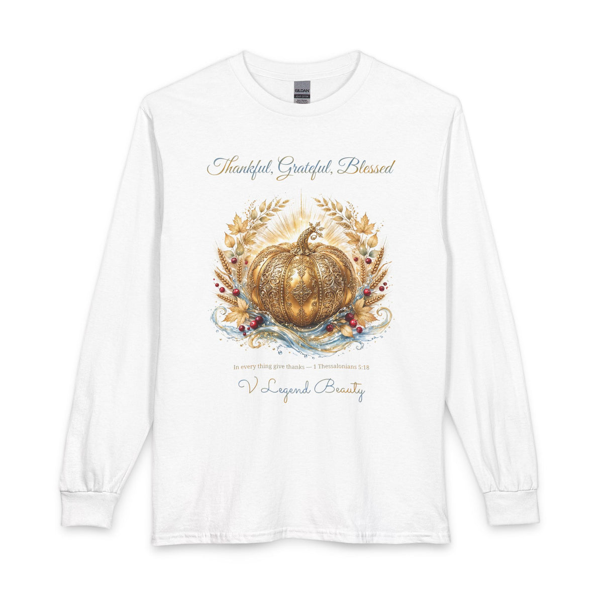 Thanksgiving Long Sleeve Shirt for Men | Thankful, Grateful, Blessed Christian Gift | V Legend Beauty