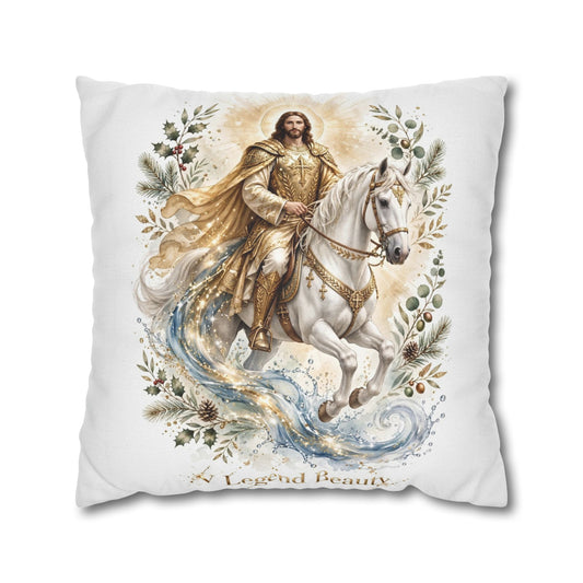 V Legend Beauty White Christian Faith Throw Pillow – Jesus Horse Water Home Decor – Large 28"