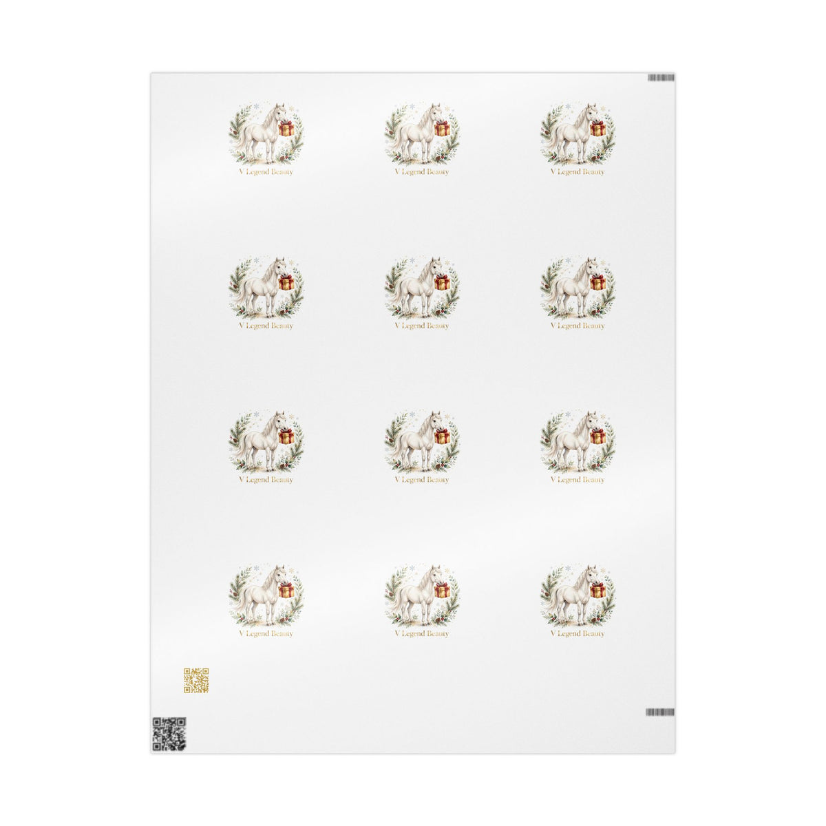 V Legend Beauty White Horse Gift Luxury Wrapping Paper