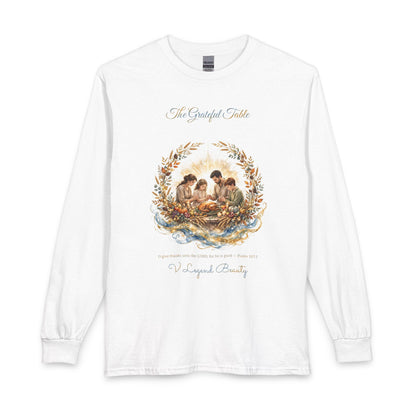 Thanksgiving Long Sleeve Shirt for Women | The Grateful Table Christian Gift | V Legend Beauty