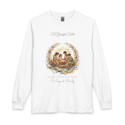 Thanksgiving Long Sleeve Shirt for Men | The Grateful Table Christian Gift | V Legend Beauty