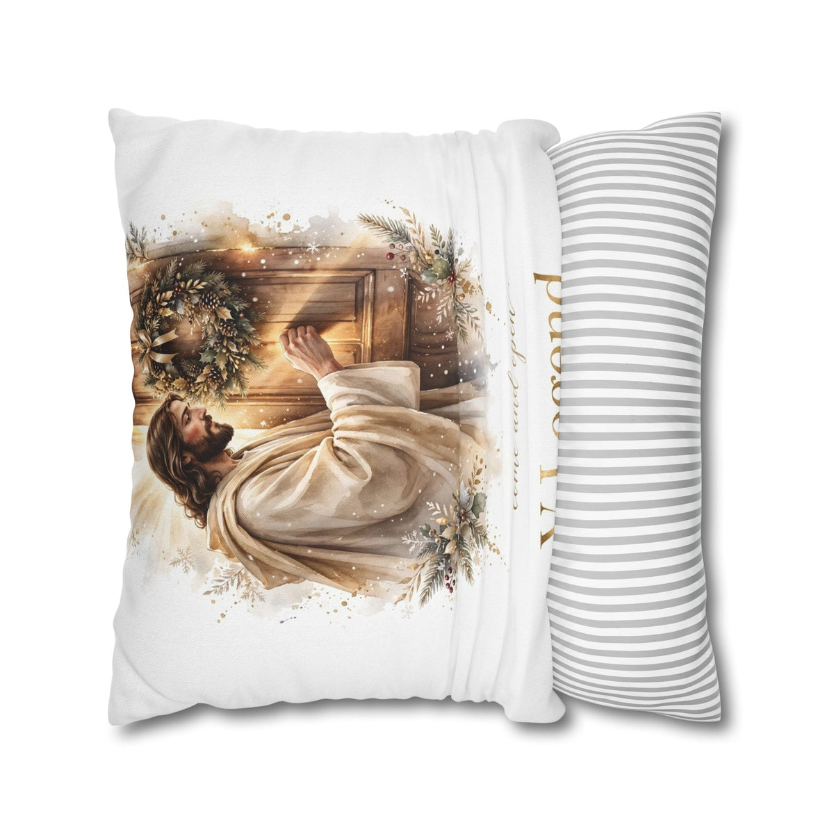 V Legend Beauty Jesus Knocking Door Christmas Throw Pillow – Large