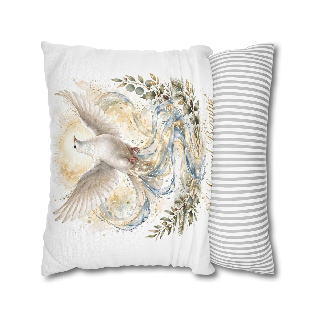 V Legend Beauty White Christian Faith Throw Pillow – Dove Water Home Decor – Large 28"