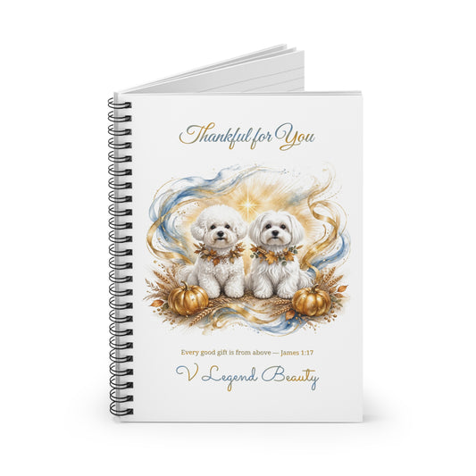 Thanksgiving Spiral Notebook | Thankful for You Christian Journal | V Legend Beauty
