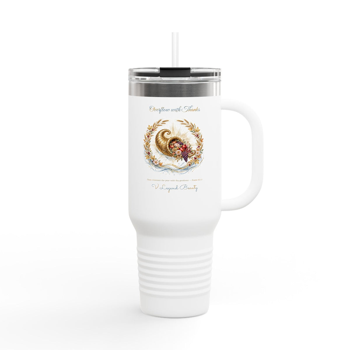 Thanksgiving 40oz Tumbler | Overflow with Thanks Christian Travel Tumbler | V Legend Beauty