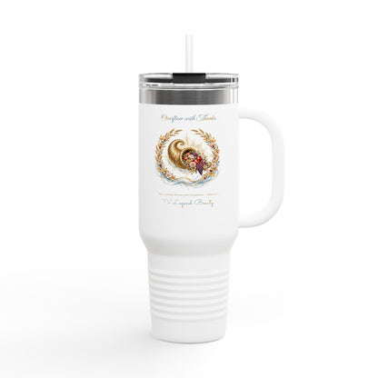 Thanksgiving 40oz Tumbler | Overflow with Thanks Christian Travel Tumbler | V Legend Beauty