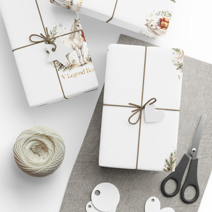 V Legend Beauty White Horse Gift Luxury Wrapping Paper