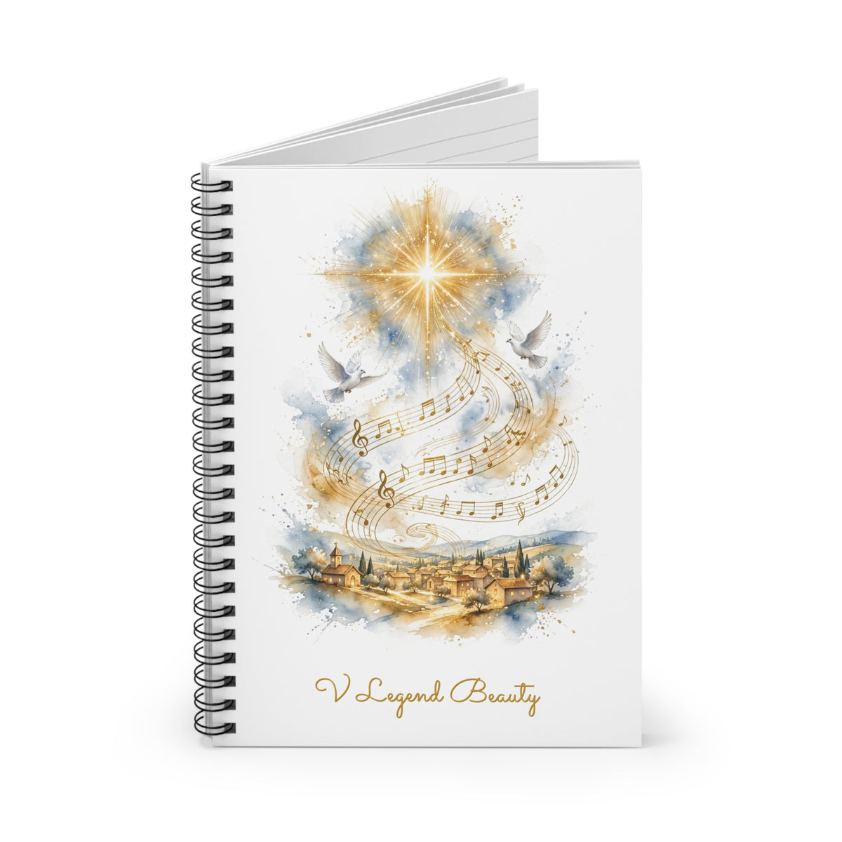 Christmas Carol Spiral Notebook | O Holy Night Christian Journal | V Legend Beauty