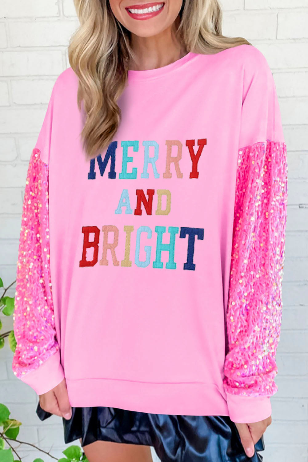 V Legend 3 Stylist Christmas Nutcracker : Pink Graphic Sequin Sleeve Sweatshirt