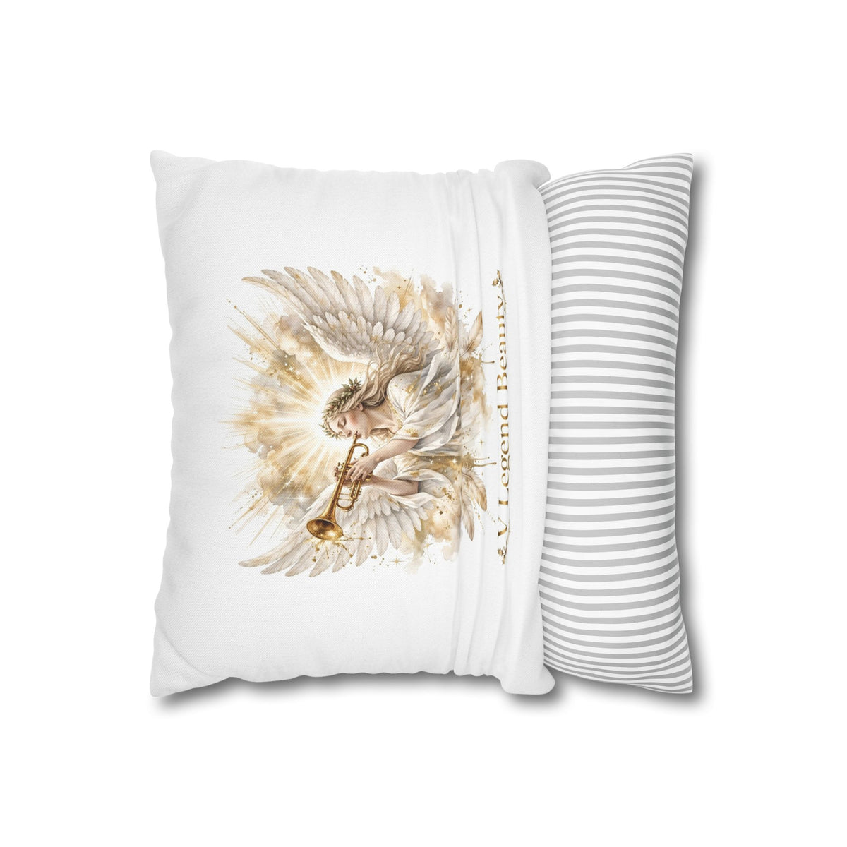 V Legend Beauty White Christian Faith Throw Pillow – Angel Trumpet Home Decor – Small 14"