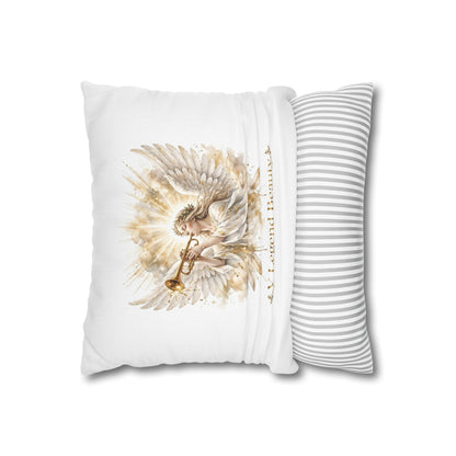 V Legend Beauty White Christian Faith Throw Pillow – Angel Trumpet Home Decor – Small 14"