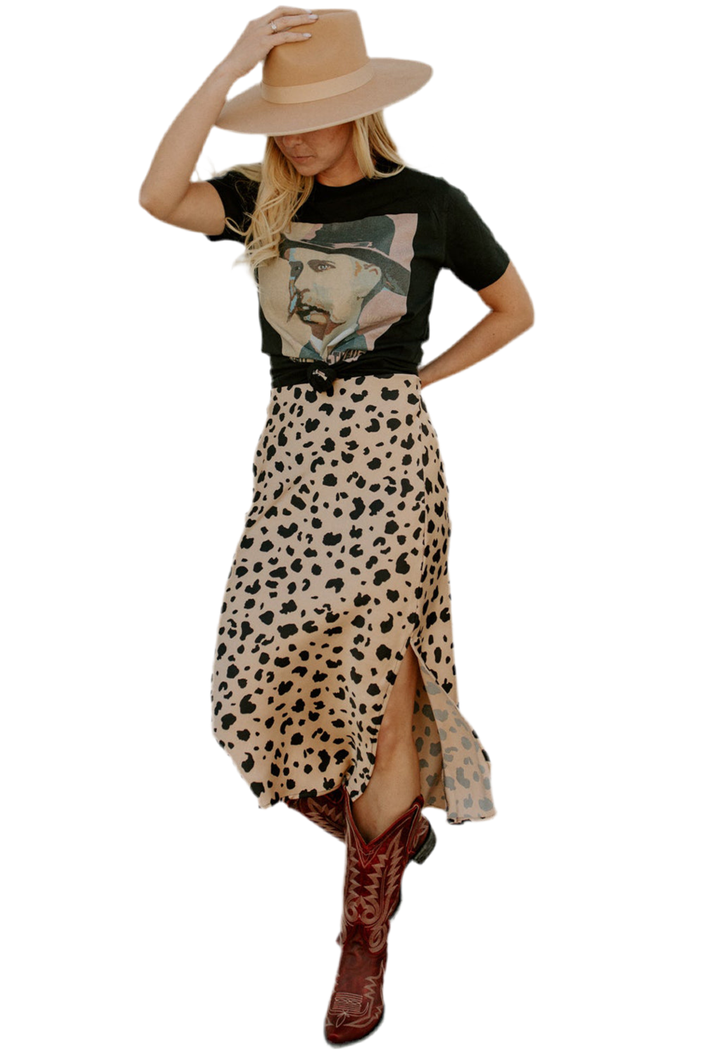 V Legend Elegant : Leopard Spots Midi Skirt