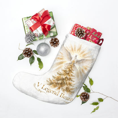 V Legend Beauty White Christmas Christian Stocking