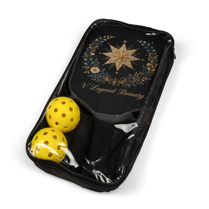 V Legend Beauty Embroidered Bethlehem Star Pickleball Paddle Set – Black