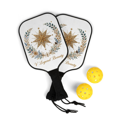 V Legend Beauty Embroidered Bethlehem Star Pickleball Paddle Set – White
