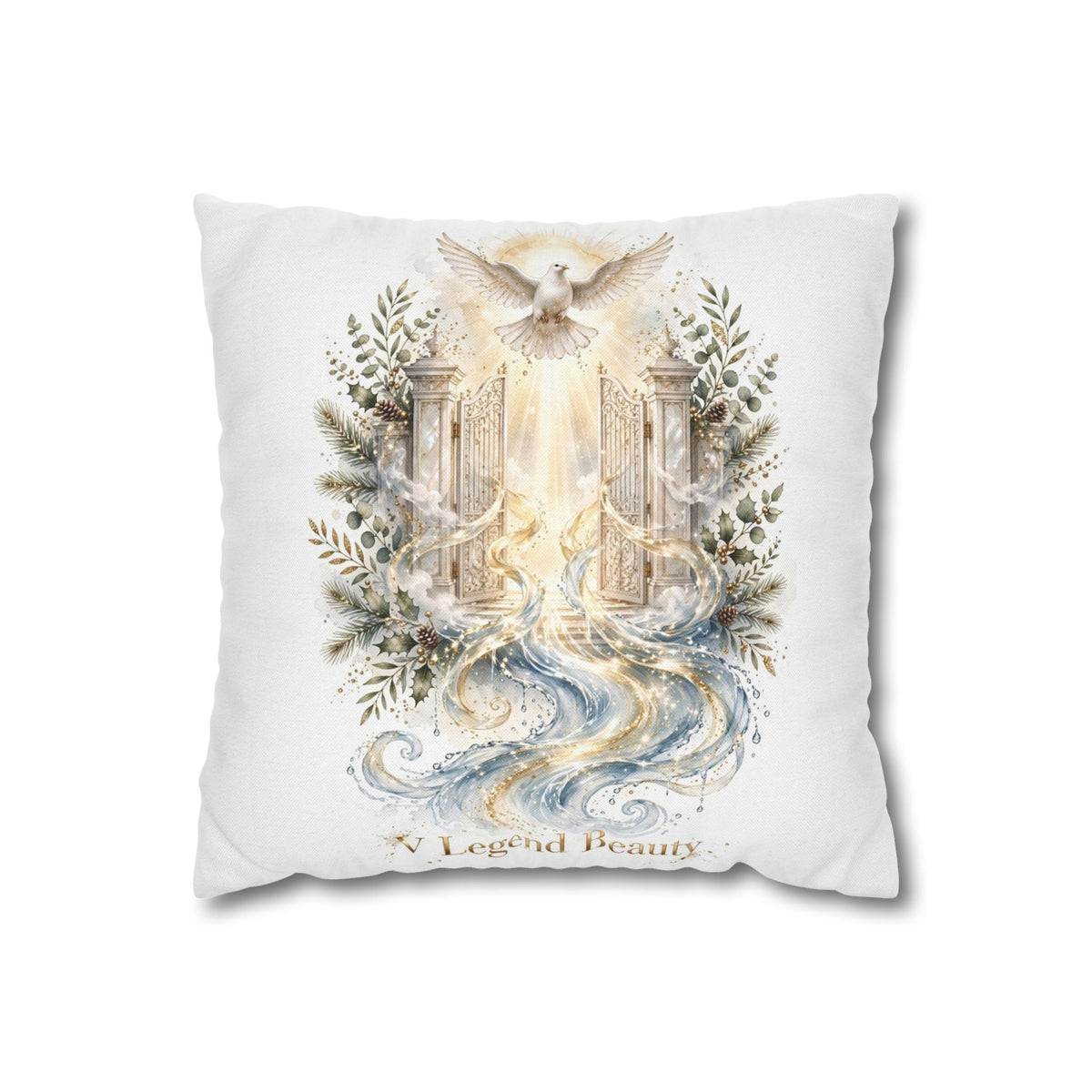 V Legend Beauty White Christian Faith Throw Pillow – Heavenly Gates Water Home Decor – Small 14"