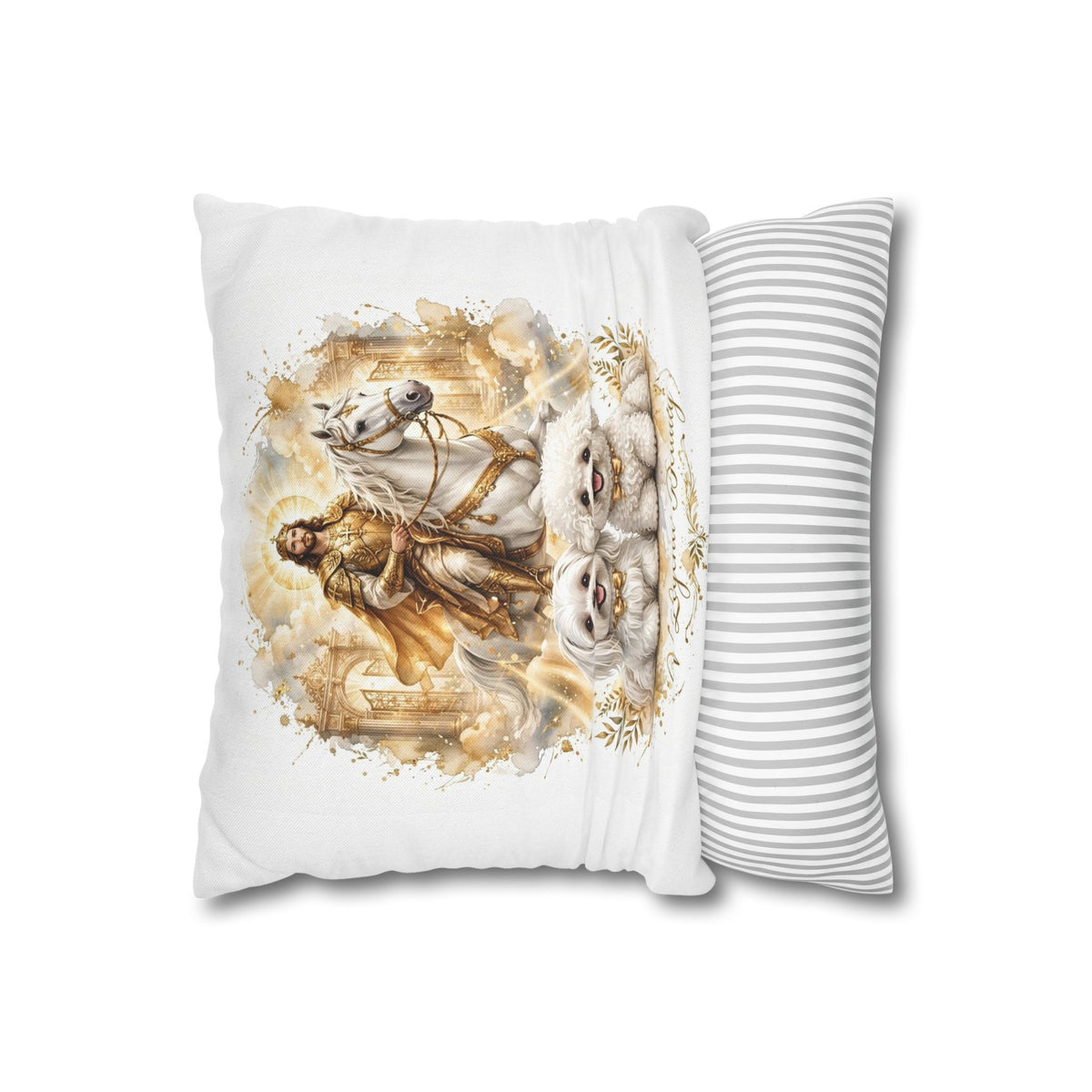 V Legend Beauty White Christian Faith Throw Pillow – Jesus and Pups Home Decor – Small 14"