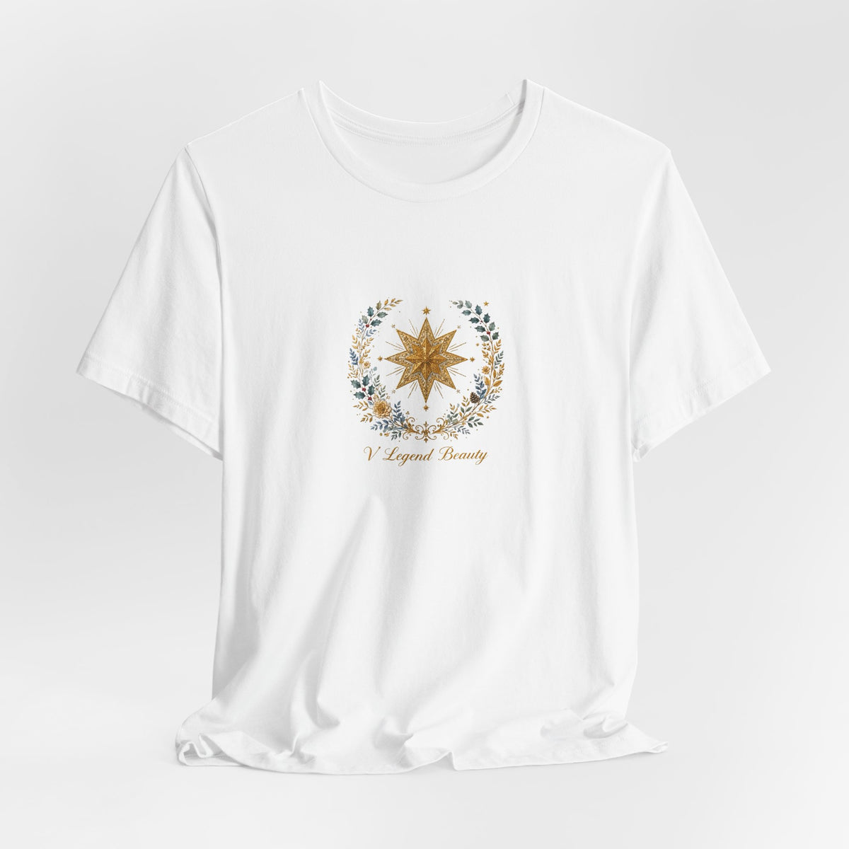 V Legend Beauty Embroidered Bethlehem Star T-Shirt – White