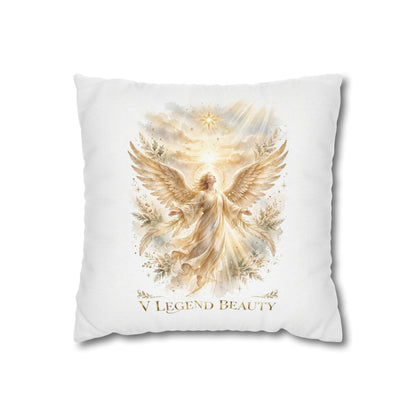 V Legend Beauty White Christian Faith Throw Pillow – Golden Angel Home Decor – Small 14"
