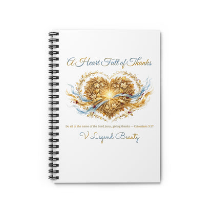 Thanksgiving Spiral Notebook | A Heart Full of Thanks Christian Journal | V Legend Beauty
