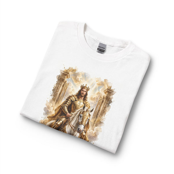 V Legend Beauty | Golden Armor Jesus White Horse Long Sleeve Shirt - Men's