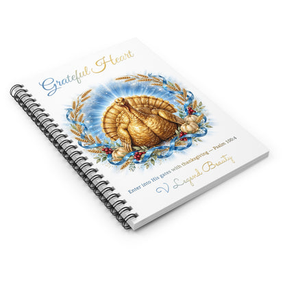 Thanksgiving Spiral Notebook | Grateful Heart Golden Turkey Christian Journal | V Legend Beauty