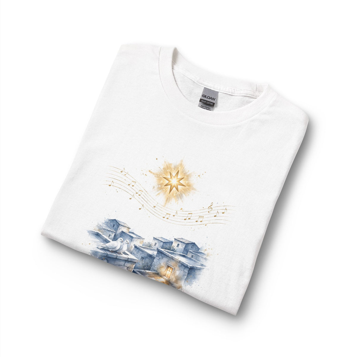 Christian Christmas Long Sleeve Shirt | O Little Town of Bethlehem White Graphic Tee | V Legend Beauty
