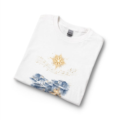 Christian Christmas Long Sleeve Shirt | O Little Town of Bethlehem White Graphic Tee | V Legend Beauty