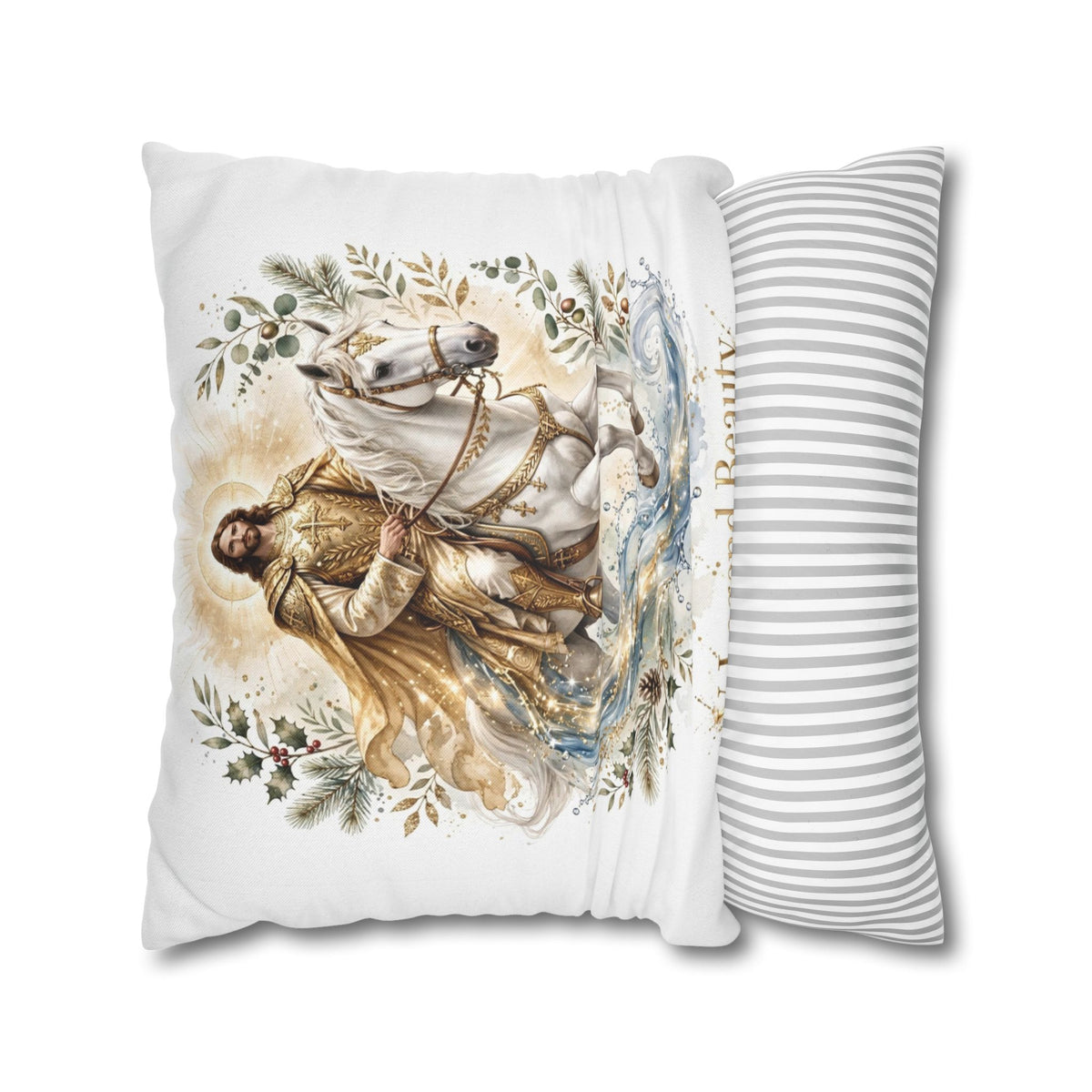 V Legend Beauty White Christian Faith Throw Pillow – Jesus Horse Water Home Decor – Large 28"