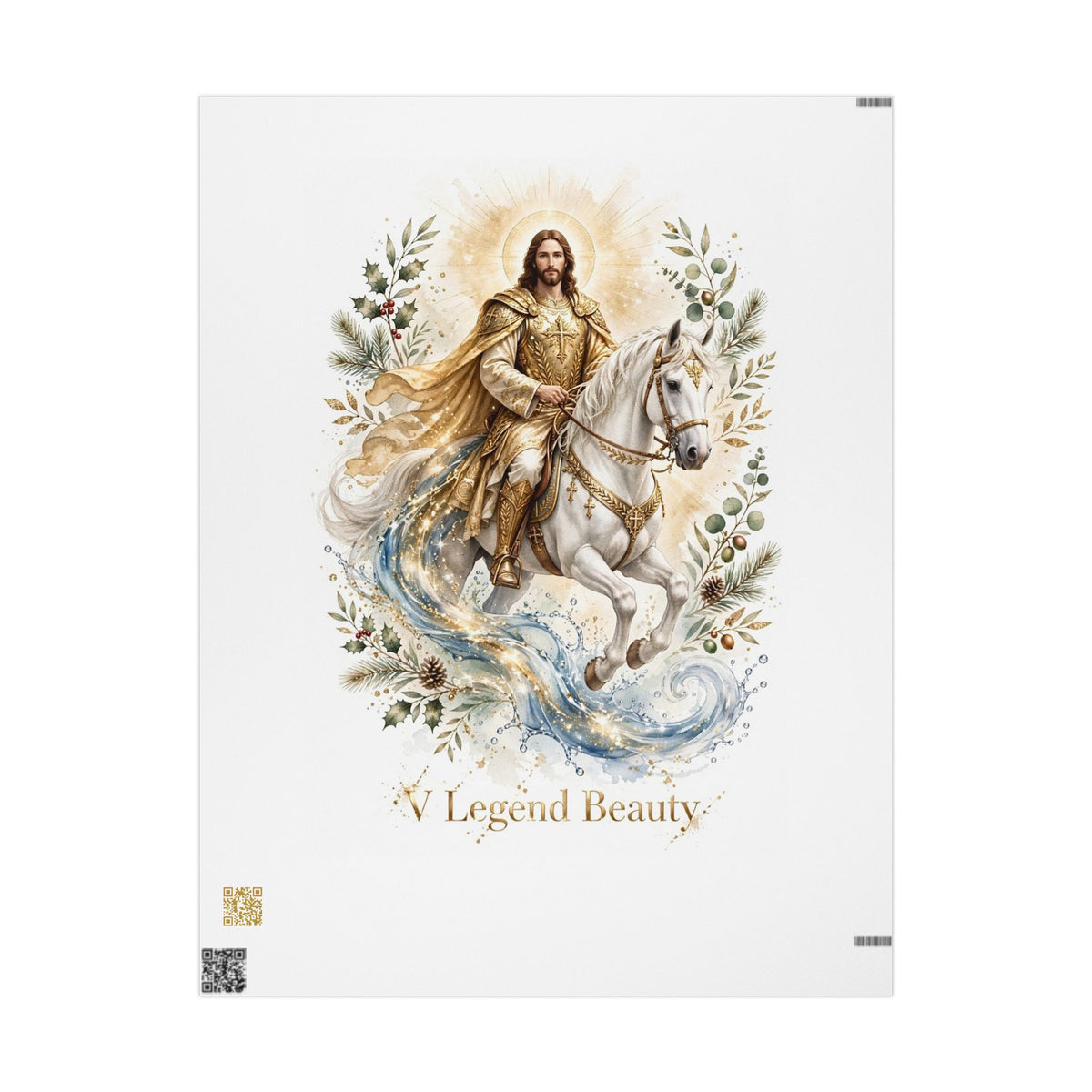 V Legend Beauty Jesus White Horse Poster Luxury Wrapping Paper
