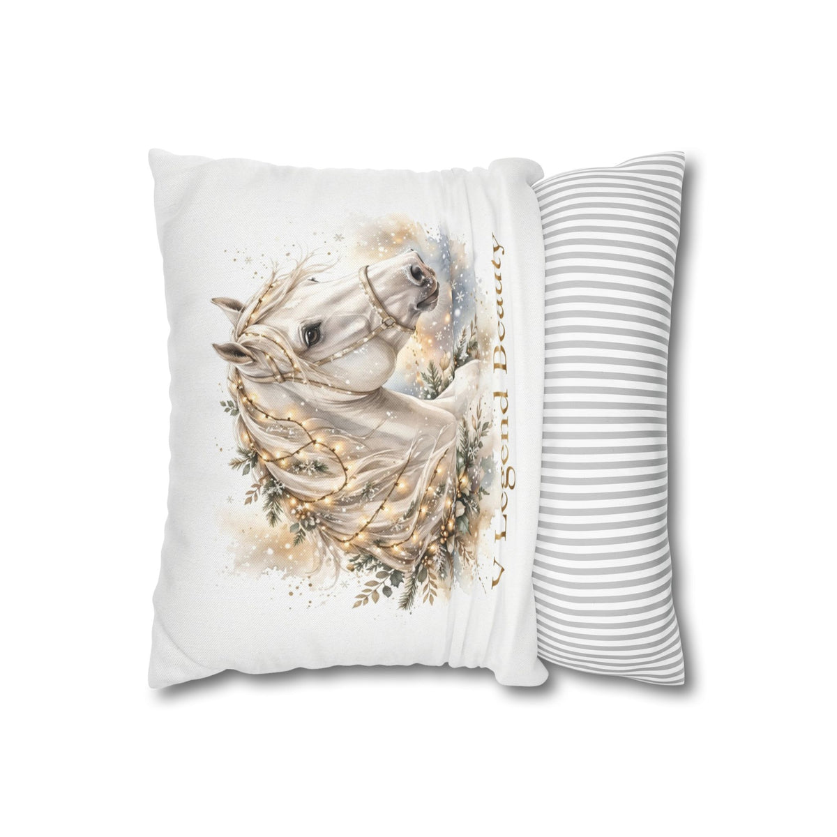V Legend Beauty White Christian Faith Throw Pillow – Christmas Horse Home Decor – Small 14"