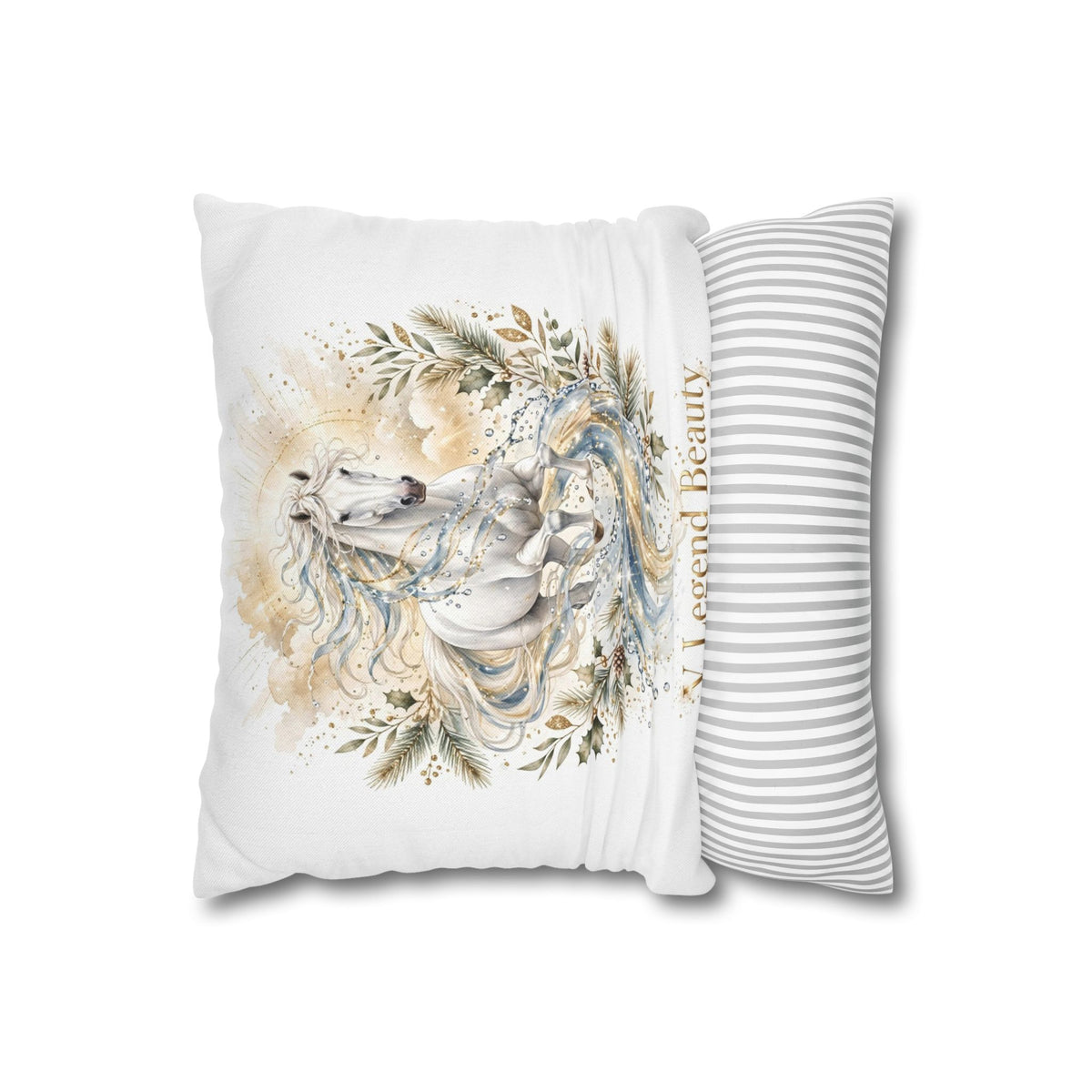 V Legend Beauty White Christian Faith Throw Pillow – White Horse Water Home Decor – Small 14"