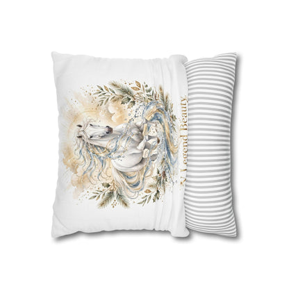 V Legend Beauty White Christian Faith Throw Pillow – White Horse Water Home Decor – Small 14"