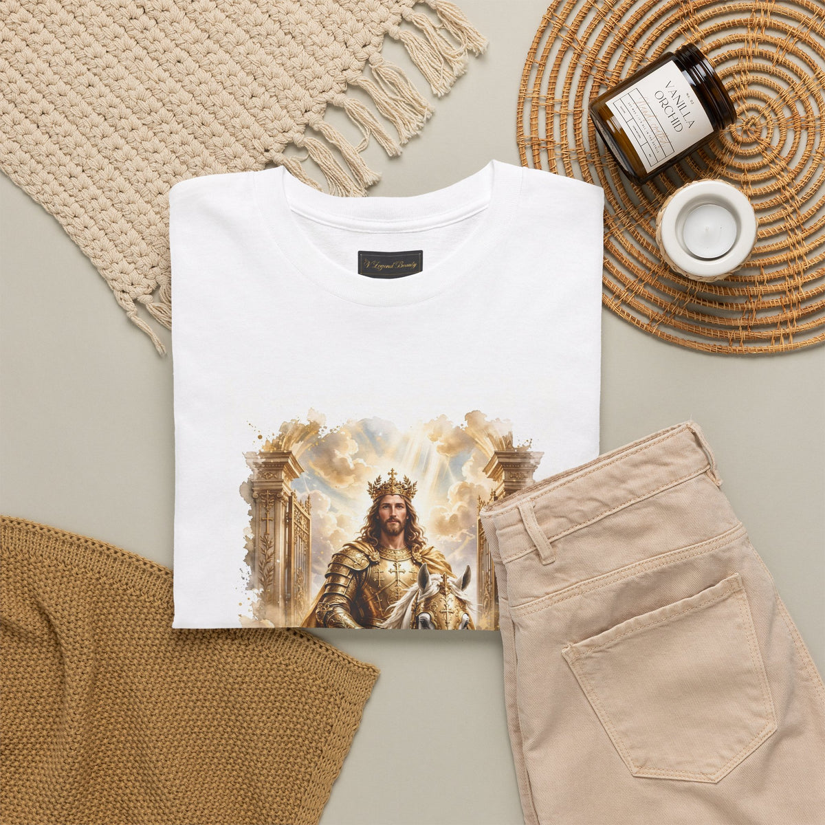 White Short Sleeve Gildan 5000 Crowned Jesus
