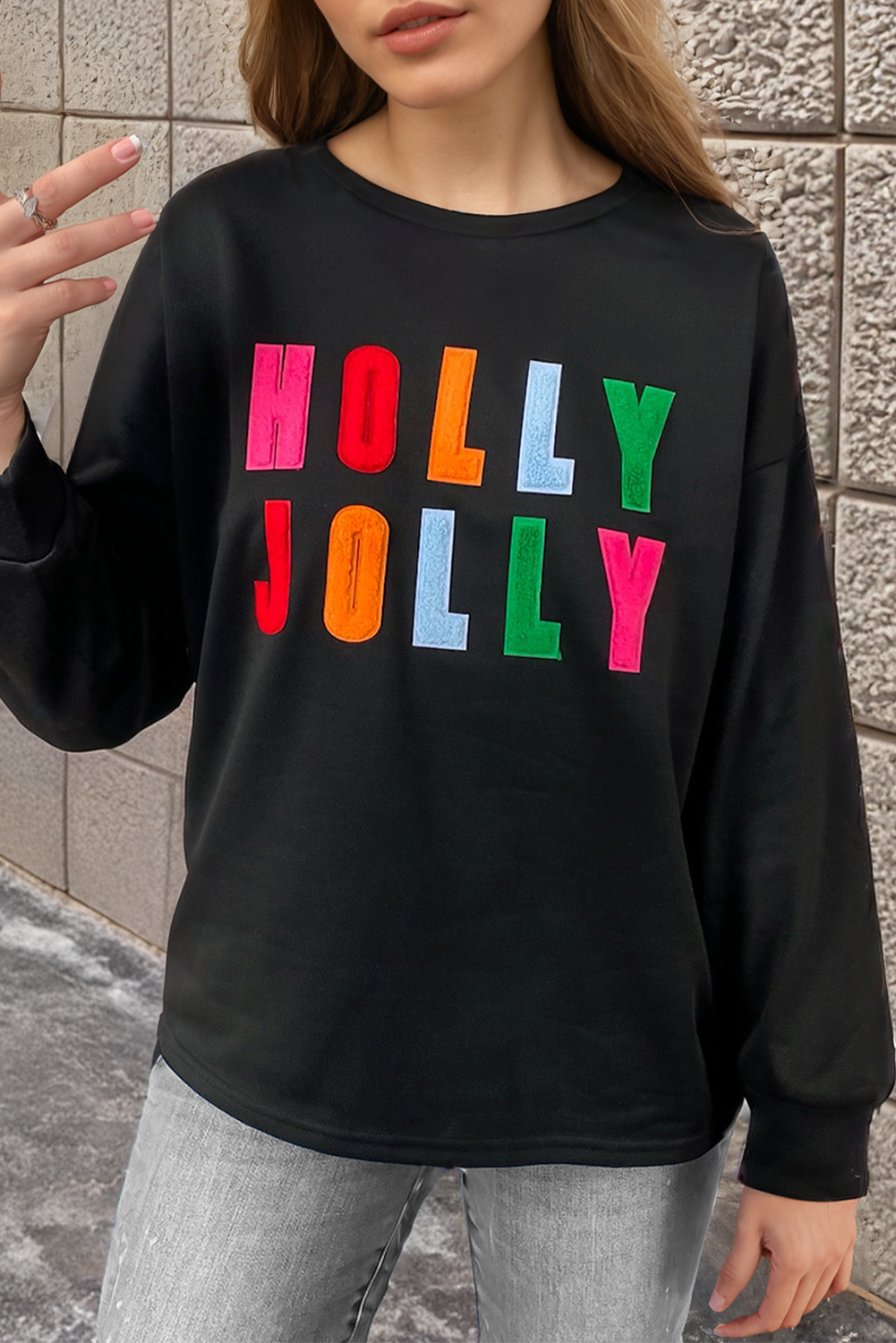 V Legend Early Shop: Holly Jolly Graphic Long Sleeve Top