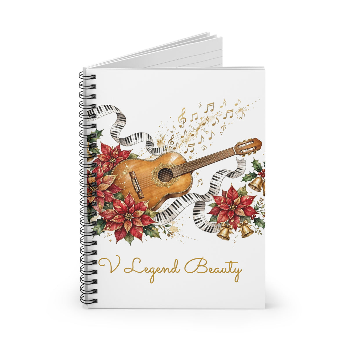 Christmas Carol Spiral Notebook | Feliz Navidad Christian Journal | V Legend Beauty