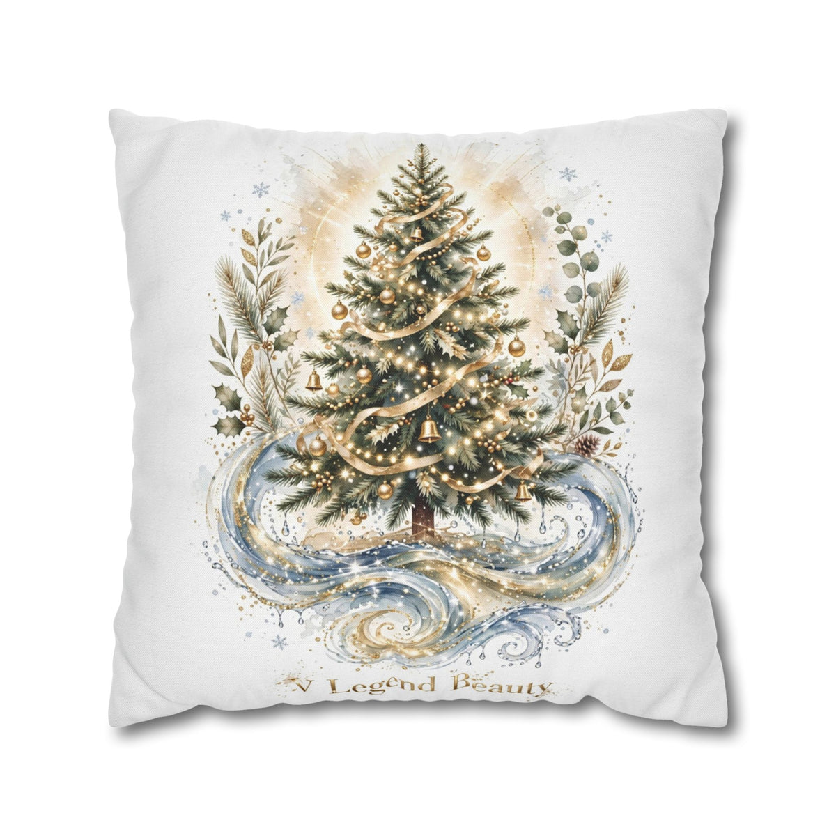 V Legend Beauty White Christian Faith Throw Pillow – Christmas Tree Water Home Decor – Large 28"