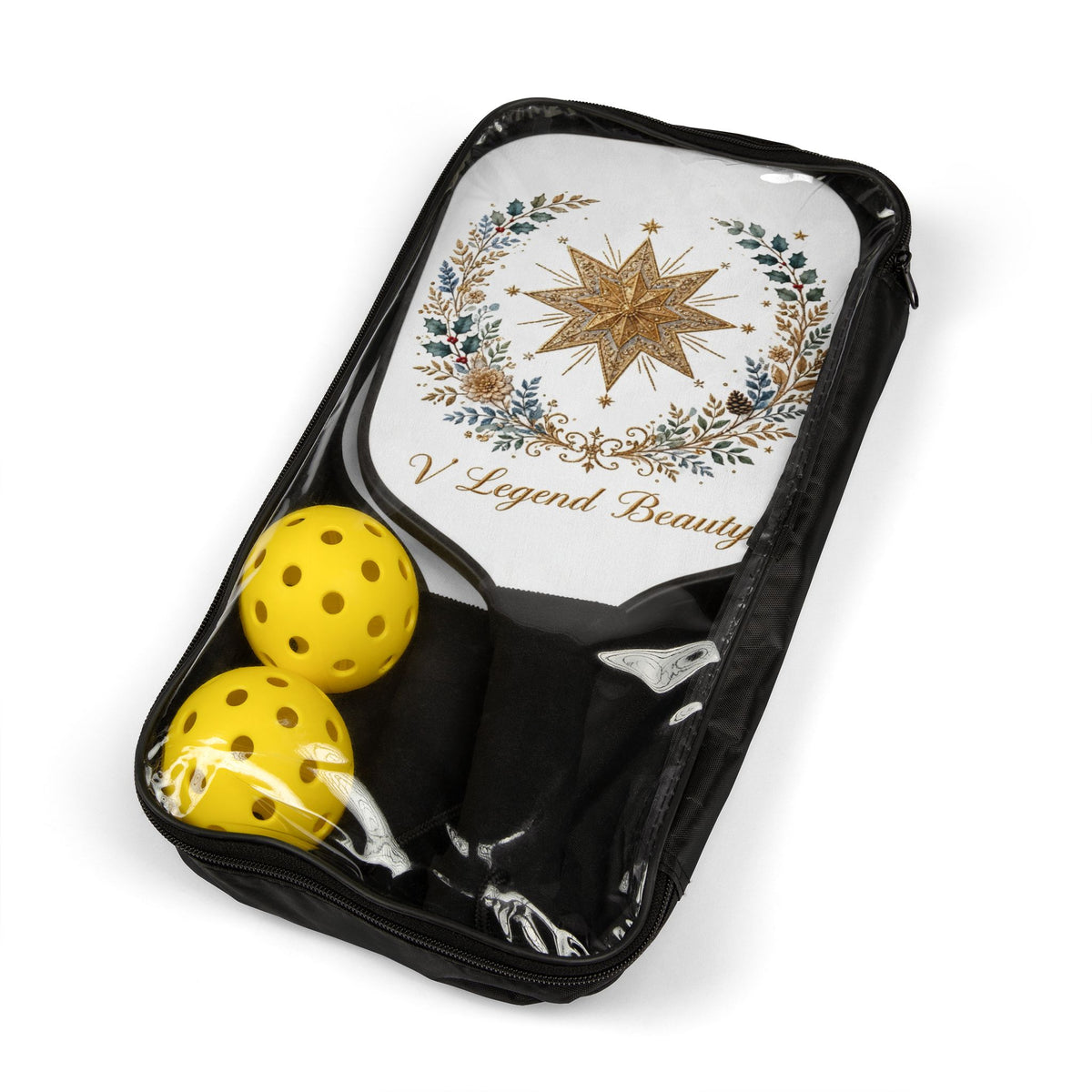 V Legend Beauty Embroidered Bethlehem Star Pickleball Paddle Set – White