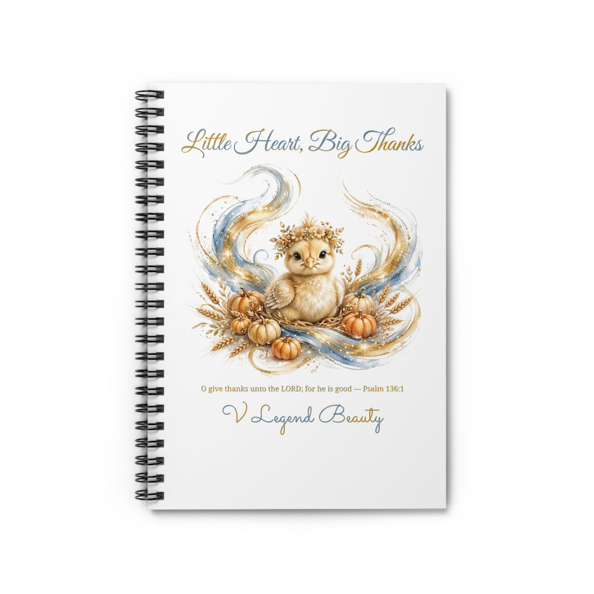 Thanksgiving Spiral Notebook | Little Heart, Big Thanks Christian Journal | V Legend Beauty