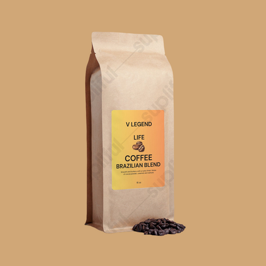 V Legend Life Brazilian Blend Coffee Organic Beans 16oz From Famous Coffee Supplier For V Legend Group LLC