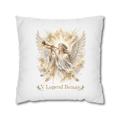 V Legend Beauty White Christian Faith Throw Pillow – Angel Trumpet Home Decor – Large 28"