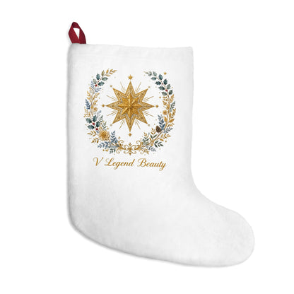 V Legend Beauty Embroidered Bethlehem Star Christmas Stocking – White