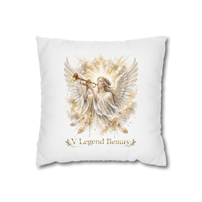 V Legend Beauty White Christian Faith Throw Pillow – Angel Trumpet Home Decor – Small 14"