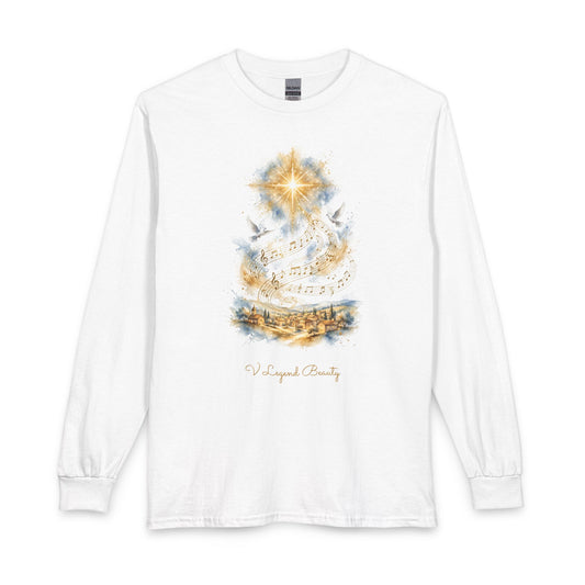 Christian Christmas Long Sleeve Shirt | O Holy Night White Graphic Tee | V Legend Beauty